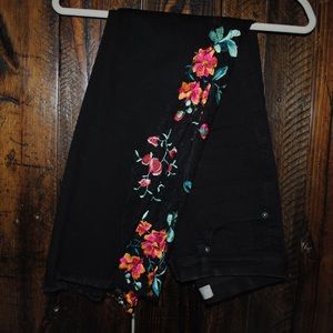 Free People High Rise Embroidered Flare Jeans